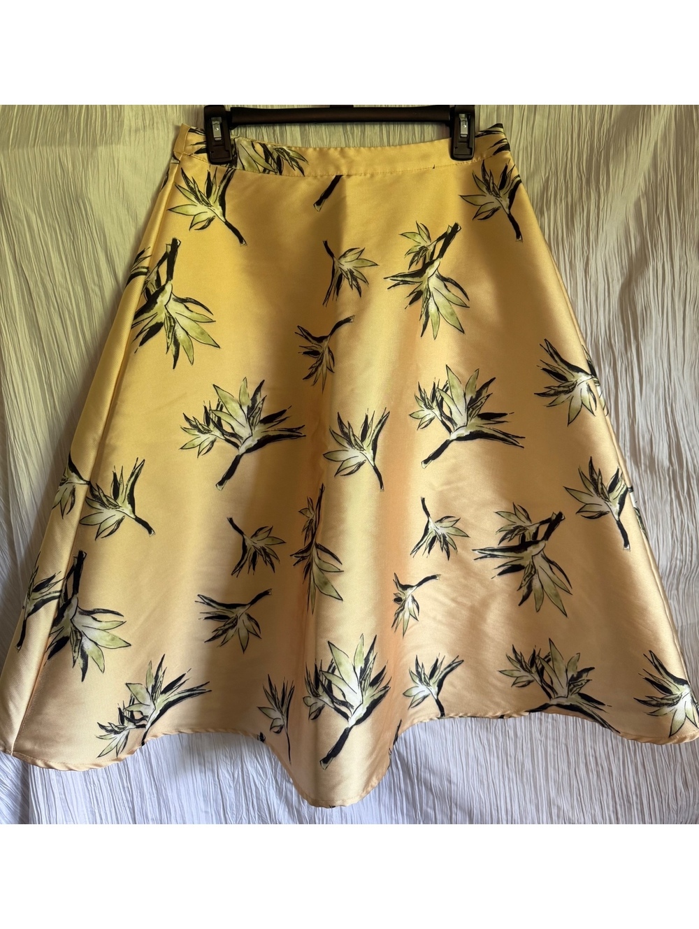 Yellow Floral A-line Skirt